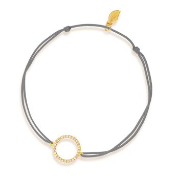 Bracelet porte-bonheur Cercle avec diamants, or jaune 18 carats, gris 1