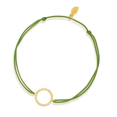 Bracelet porte-bonheur Cercle avec diamants, or jaune 18 carats, vert