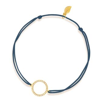 Bracelet porte-bonheur cercle avec diamants, or jaune 18 carats, marine 1