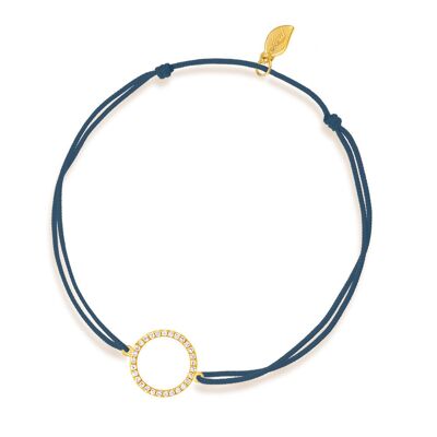 Bracelet porte-bonheur cercle avec diamants, or jaune 18 carats, marine