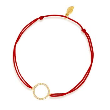 Bracelet porte-bonheur Cercle avec diamants, or jaune 18 carats, rouge 1