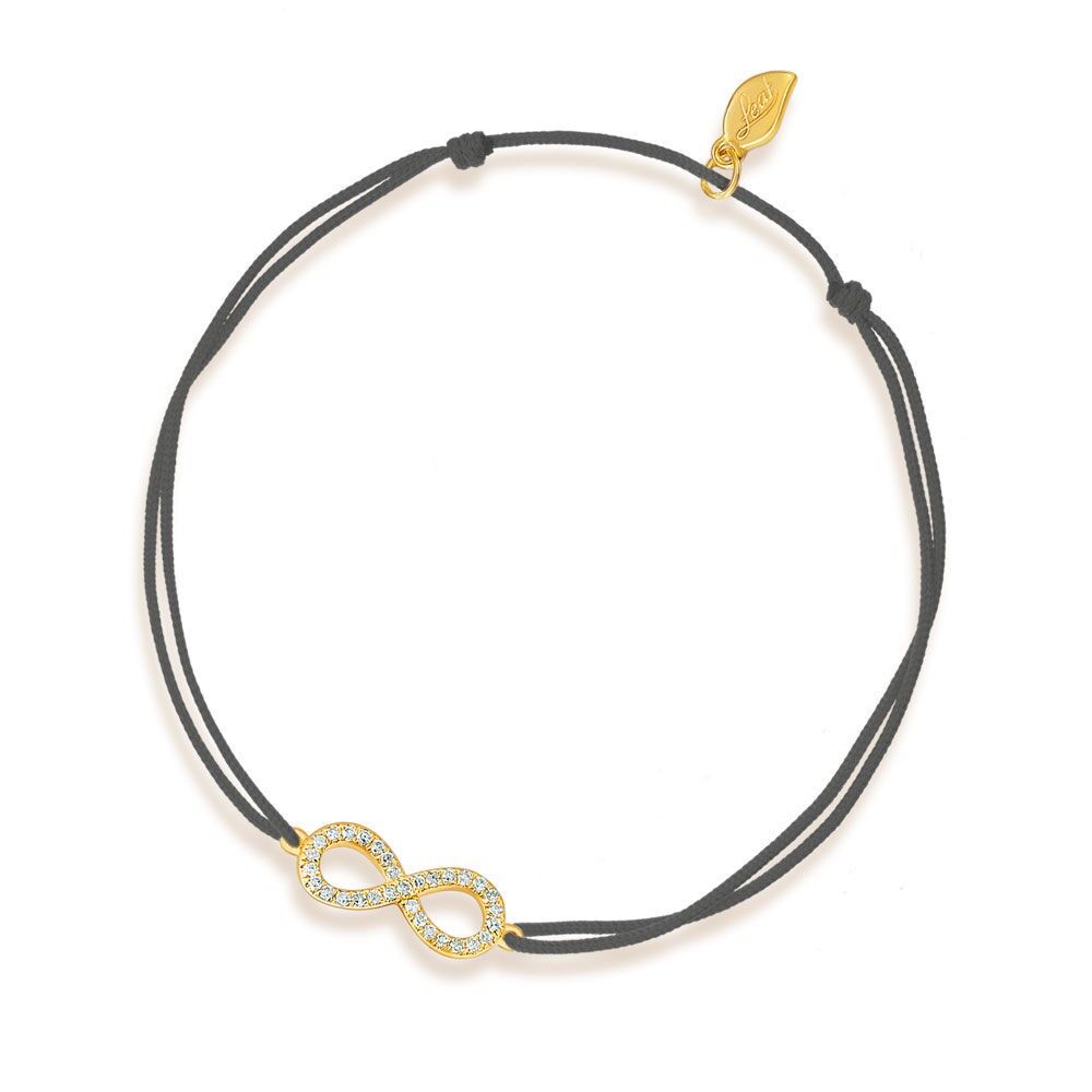 Pulsera Infinity Lucky con diamantes, oro amarillo de 18 quilates, antracita