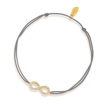 Bracelet porte-bonheur Infinity avec diamants, or jaune 18 carats, beige 2