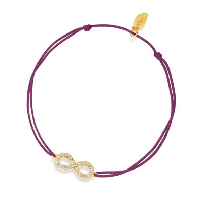 Bracelet porte-bonheur Infinity avec diamants, or jaune 18 carats, Bordeaux