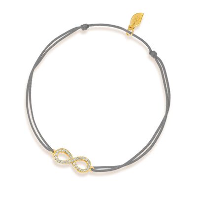 Bracelet porte-bonheur Infinity avec diamants, or jaune 18 carats, gris