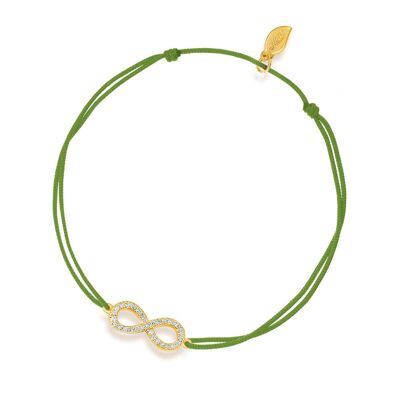 Bracelet porte-bonheur Infinity avec diamants, or jaune 18 carats, vert