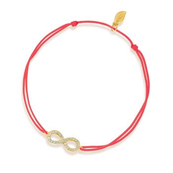 Bracelet porte-bonheur infini avec diamants, or jaune 18 carats, corail 1