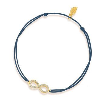 Bracelet porte-bonheur Infinity avec diamants, or jaune 18 carats, marine 1