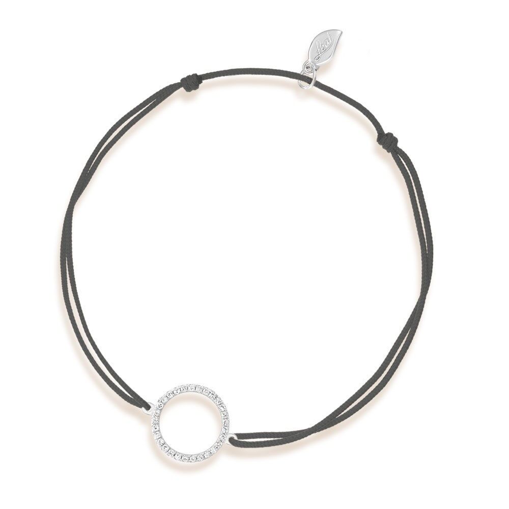 Lucky bracelet Circle with diamonds, 18K white gold, anthracite