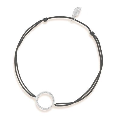 Bracelet porte-bonheur Cercle avec diamants, or blanc 18 carats, anthracite