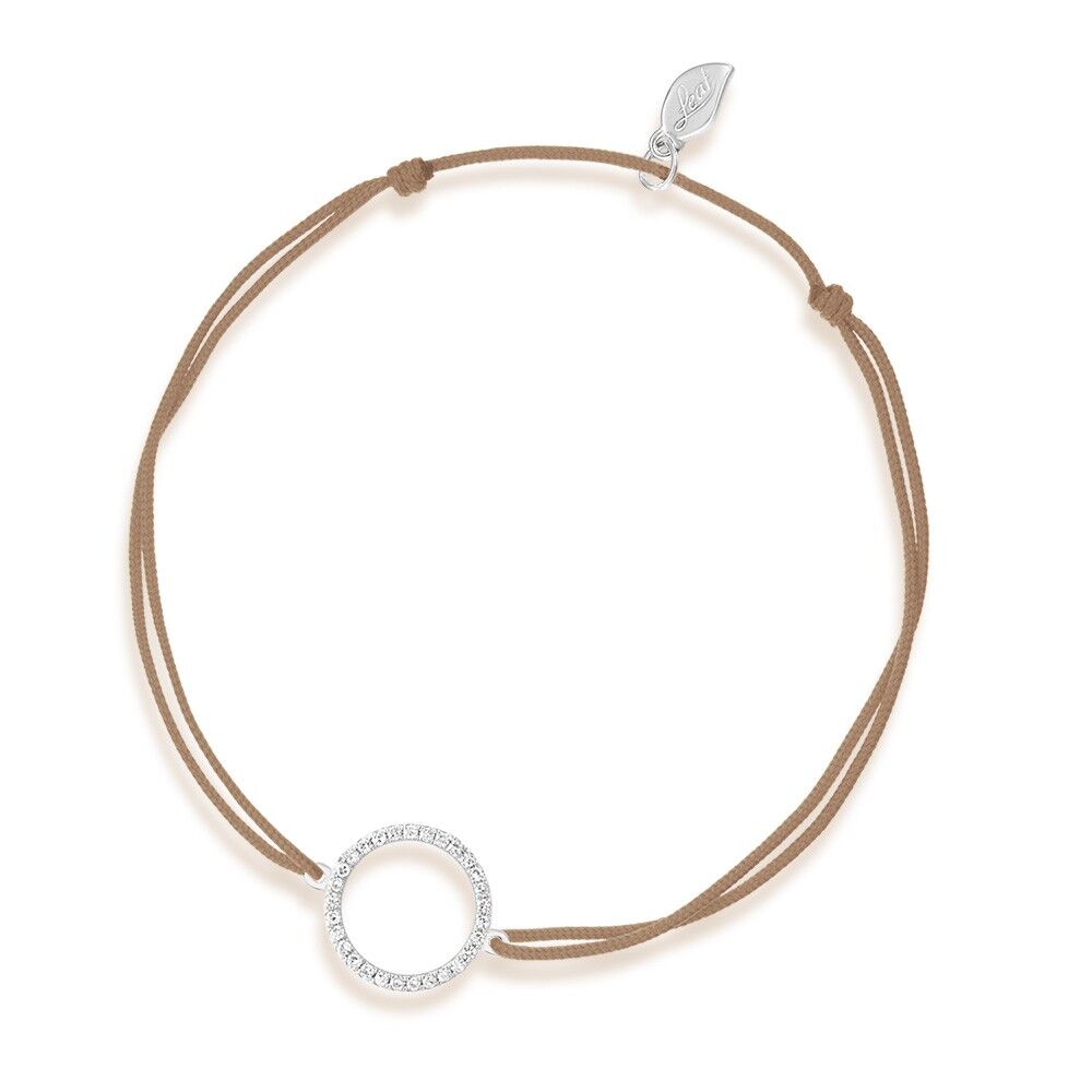 Lucky bracelet circle with diamonds, 18K white gold, beige