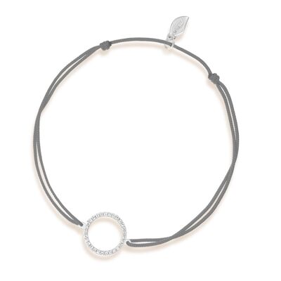 Bracelet porte-bonheur cercle avec diamants, or blanc 18 carats, gris
