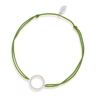 Lucky Bracelet Circle with Diamonds, 18K White Gold, Green