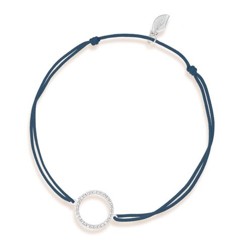 Glücksbändchen Circle mit Diamanten, 18 K Weißgold, Navy