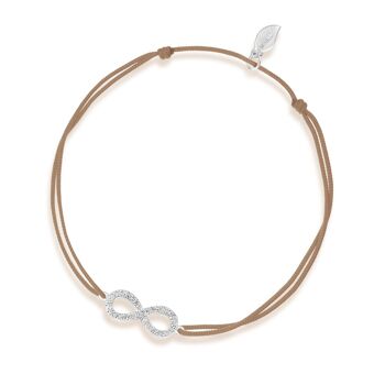 Bracelet porte-bonheur Infinity avec diamants, or blanc 18 carats, beige 1