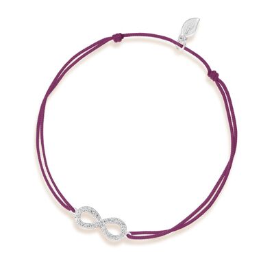 Bracciale portafortuna Infinity con diamanti, oro bianco 18 K, Bordeaux