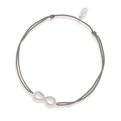 Bracelet porte-bonheur Infinity avec diamants, or blanc 18 carats, gris