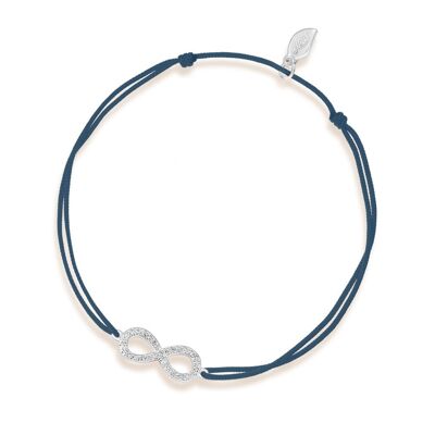 Bracelet porte-bonheur Infinity avec diamants, or blanc 18 carats, marine