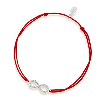 Bracelet porte-bonheur Infinity avec diamants, or blanc 18 carats, rouge 1