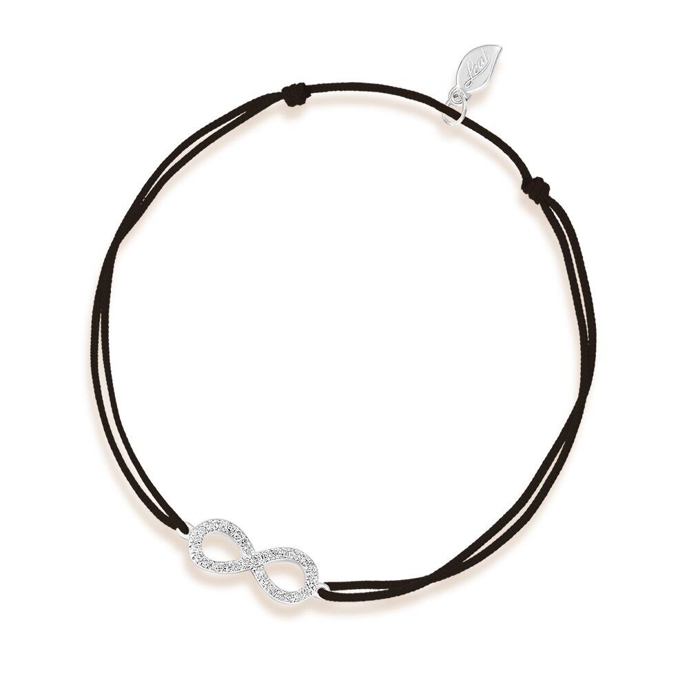 Infinity Lucky Bracelet with Diamonds, 18K White Gold, Black