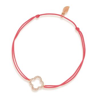 Bracelet porte-bonheur trèfle avec diamants, or rose 18 carats, corail 1