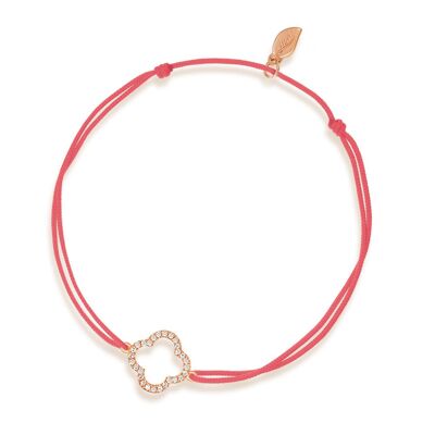 Bracelet porte-bonheur trèfle avec diamants, or rose 18 carats, corail