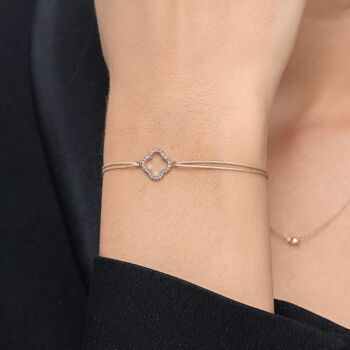 Bracelet porte-bonheur trèfle avec diamants, or rose 18 carats, rouge 2
