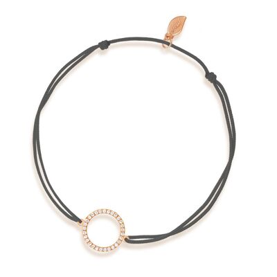 Bracelet porte-bonheur cercle avec diamants, or rose 18 carats, anthracite