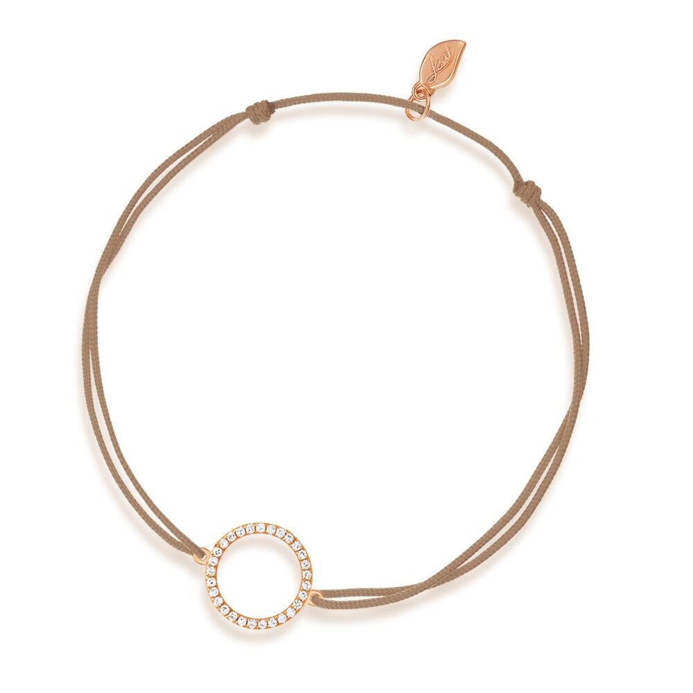 Lucky Bracelet Circle with Diamonds, 18K Rose Gold, Beige