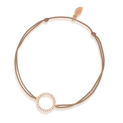Bracelet porte-bonheur Cercle avec diamants, or rose 18 carats, beige