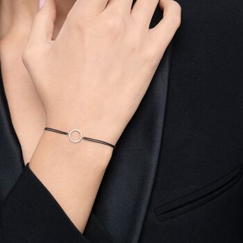 Bracelet porte-bonheur cercle avec diamants, or rose 18 carats, bordeaux 3