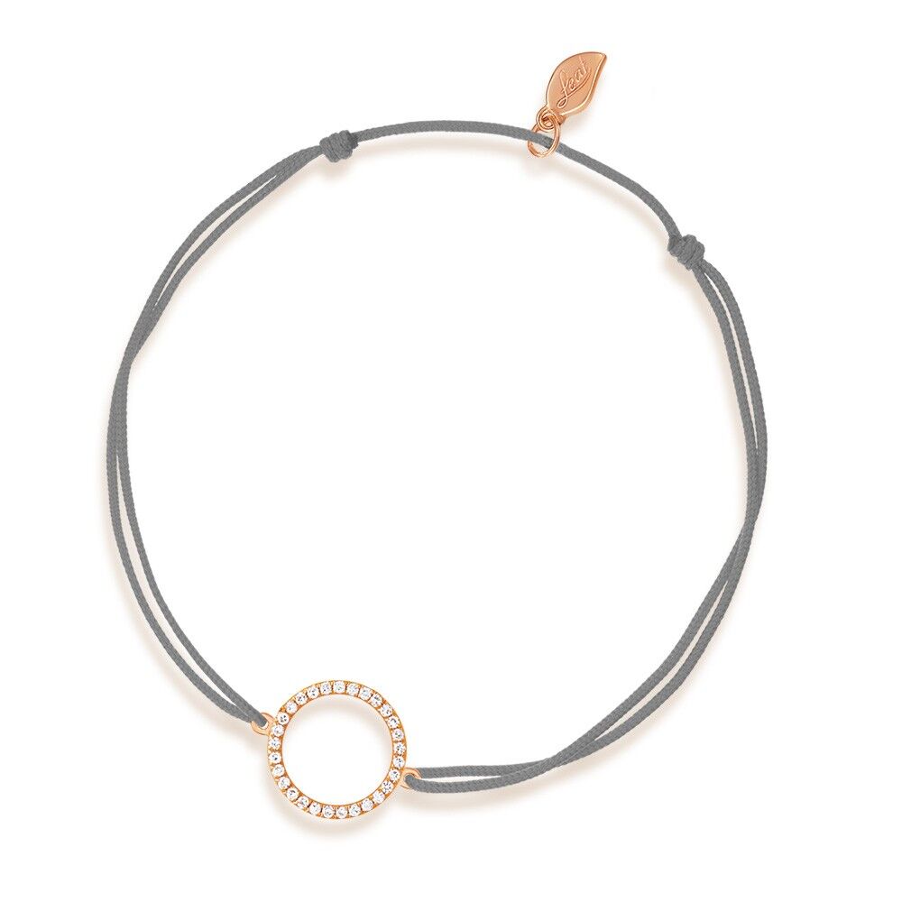 Lucky bracelet circle with diamonds, 18k rose gold, grey