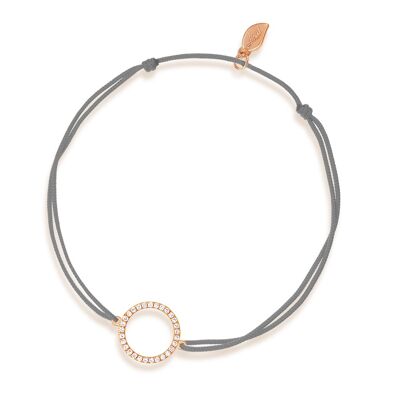 Bracciale portafortuna cerchio con diamanti, oro rosa 18 carati, grigio