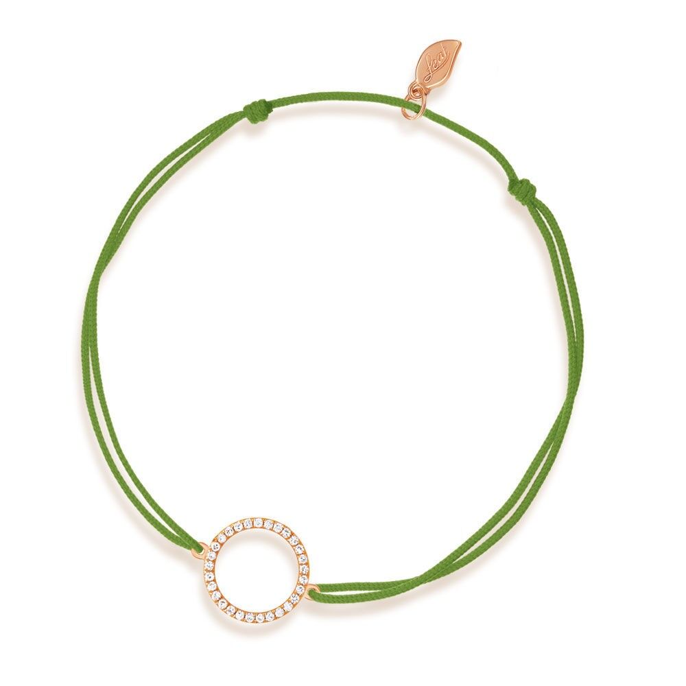 Lucky Bracelet Circle with Diamonds, 18K Rose Gold, Green