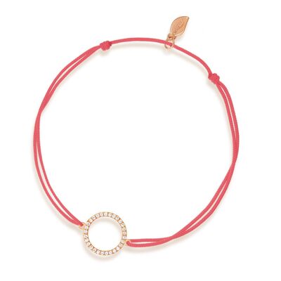 Bracelet porte-bonheur Cercle avec diamants, or rose 18 carats, corail