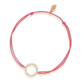 Bracelet porte-bonheur Cercle avec diamants, or rose 18 carats, corail 1