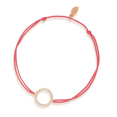 Bracciale Portafortuna Cerchio con Diamanti, Oro Rosa 18K, Corallo