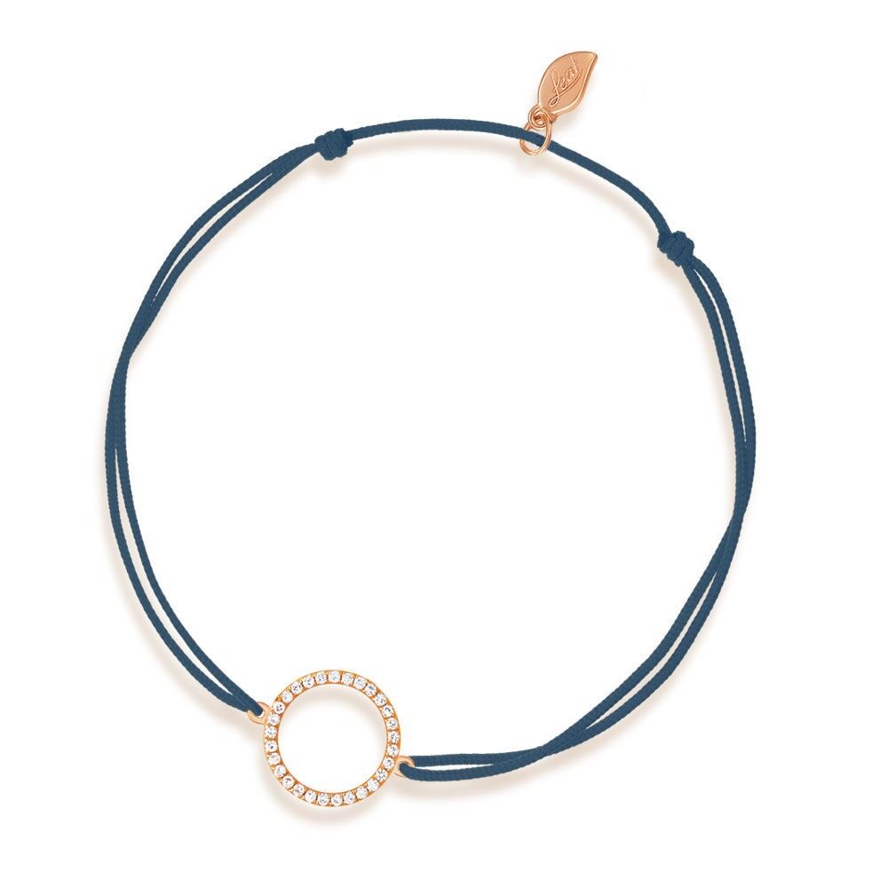 Lucky Bracelet Circle with Diamonds, 18K Rose Gold, Navy