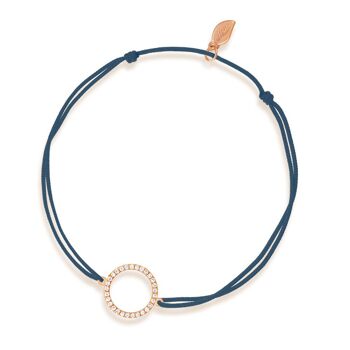 Bracelet porte-bonheur Cercle avec diamants, or rose 18 carats, bleu marine 1