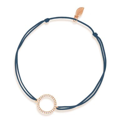 Bracelet porte-bonheur Cercle avec diamants, or rose 18 carats, bleu marine