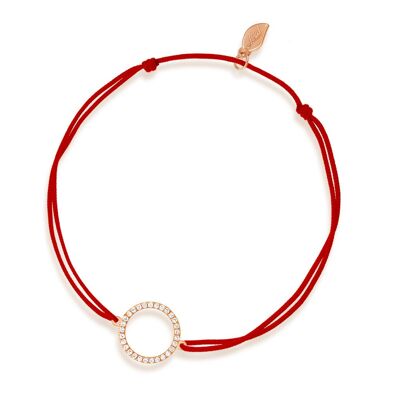 Bracciale Fortunato Cerchio con Diamanti, Oro Rosa 18K, Rosso