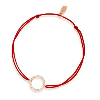 Bracelet porte-bonheur Cercle avec diamants, or rose 18 carats, rouge 1