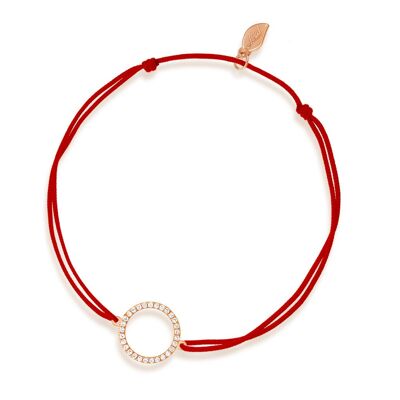 Bracelet porte-bonheur Cercle avec diamants, or rose 18 carats, rouge