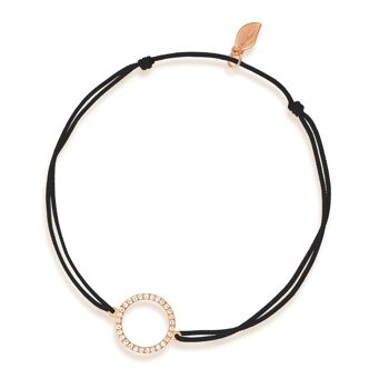 Bracelet porte-bonheur Cercle avec diamants, or rose 18 carats, noir 1