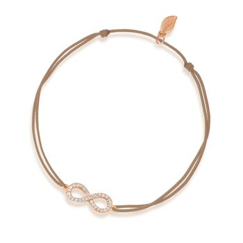 Bracelet porte-bonheur Infinity avec diamants, or rose 18 carats, beige 1