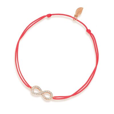 Bracelet porte-bonheur infini avec diamants, or rose 18 carats, corail