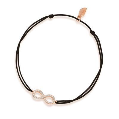 Bracelet porte-bonheur Infinity avec diamants, or rose 18 carats, noir