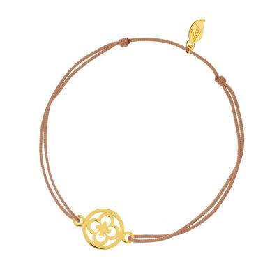 Bracciale portafortuna Clover, oro giallo 14K, beige