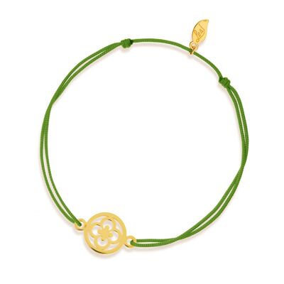 Bracelet porte-bonheur Trèfle, or jaune 14K, Vert
