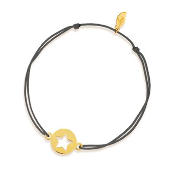 Bracelet porte-bonheur Étoile, or jaune 14 carats, anthracite 1